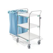 Trolley Tecno 140 vogn i krom, 2x70 L skkeholder, 3 hylder.