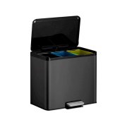 Pedalspand, EKO Essential, 27 l, sort, rustfrit stl, 3-rums, 3x9 l, soft close lg