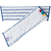 Microfibermoppe med velcro. bl�/hvid 40 cm.