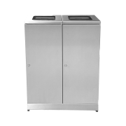 Affaldsbeholder, med frontl�ge, rustfrit st�l, 2 x 95 L