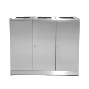 Affaldsbeholder, med frontl�ge, rustfrit st�l, 3 x 95 L