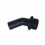 Slangenippel med 45 vinkel, plast, udv. gevind