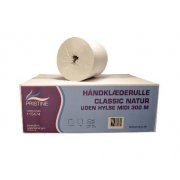 Pristine 115474 Hndklderulle uden hylse, uperforeret, natur, 1-lags 300 m. 6 rl.