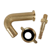 Messing albue udlb med vingeomlber til metal slangehjul