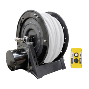 Freestanding 50 meter high pressure hose reel with 12V electric motor without hose