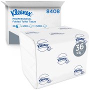 Kleenex Toiletpapir i ark 8408-000, hvid 2-lags, 36x200 ark.