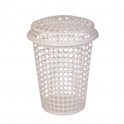 Vasketjskurv med lg, 60 ltr, hvid, 47 x H65 cm